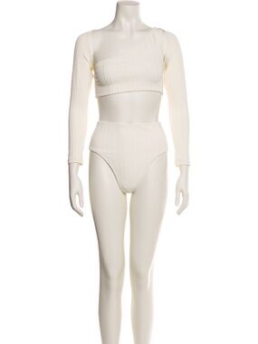 MATTHEW BRUCH - Cream High-Waisted, One-Shoulder 3-Piece Swim Set (NWT)